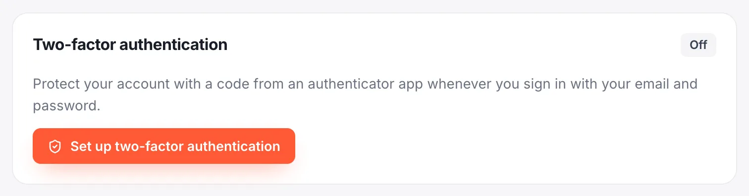 The two-factor authentication section